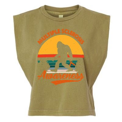 Bigfoot Multiple Sclerosis Awareness Vintage Orange Ribbon Multiple Scleros Garment-Dyed Women's Muscle Tee
