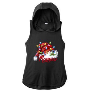 Blessed Mamaw Santa Hat Xmas Light Gift Ladies PosiCharge Tri-Blend Wicking Draft Hoodie Tank