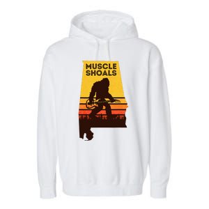 Bigfoot Muscle Shoals Alabama Retro Sasquatch Soul Music Garment-Dyed Fleece Hoodie