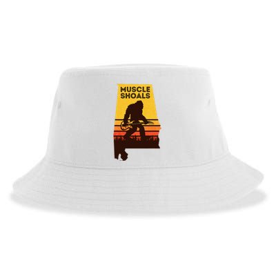 Bigfoot Muscle Shoals Alabama Retro Sasquatch Soul Music Sustainable Bucket Hat