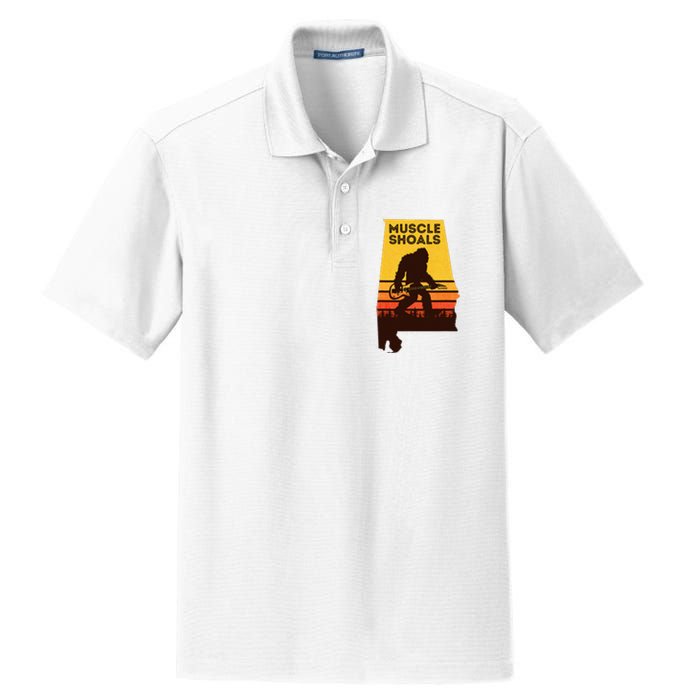 Bigfoot Muscle Shoals Alabama Retro Sasquatch Soul Music Dry Zone Grid Polo