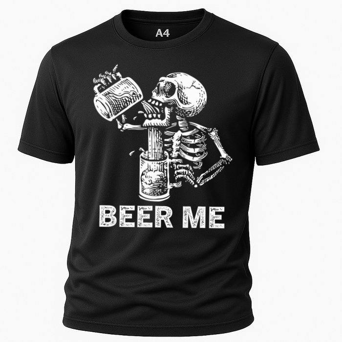 Beer Me Skeleton Scary Spooky Drinking  Cooling Performance Crew T-Shirt