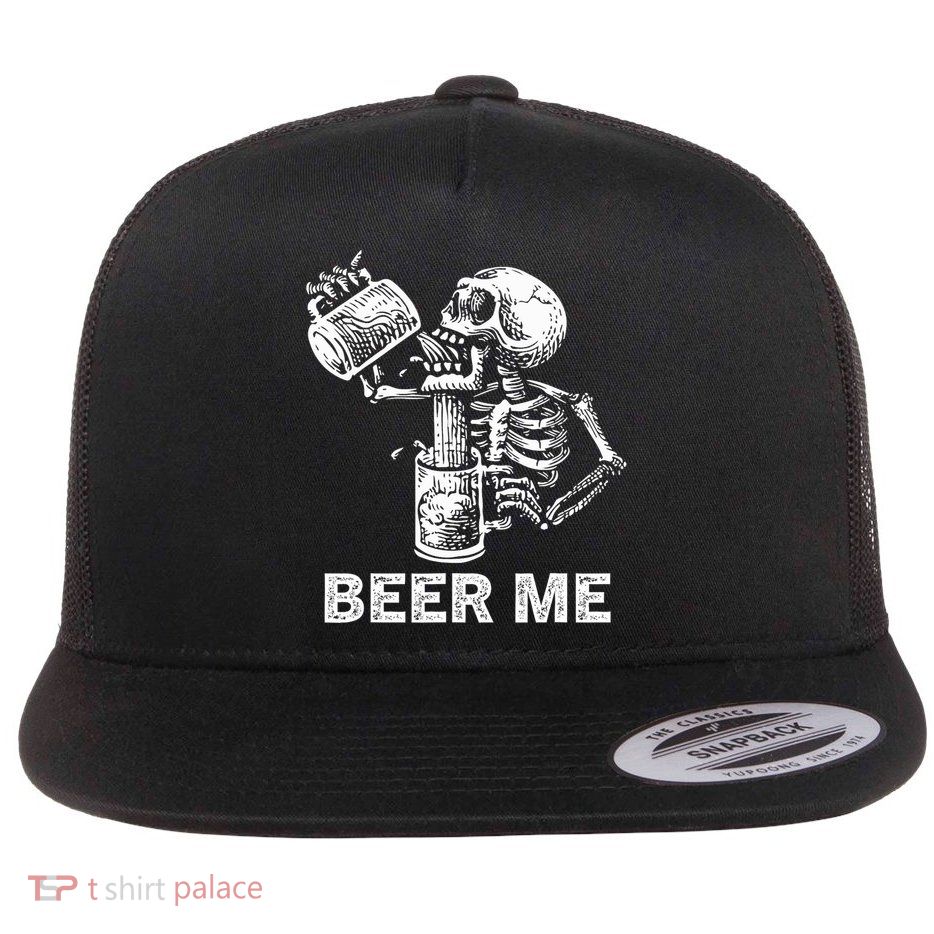 Beer Me Skeleton Scary Spooky Drinking  Flatbill Hat