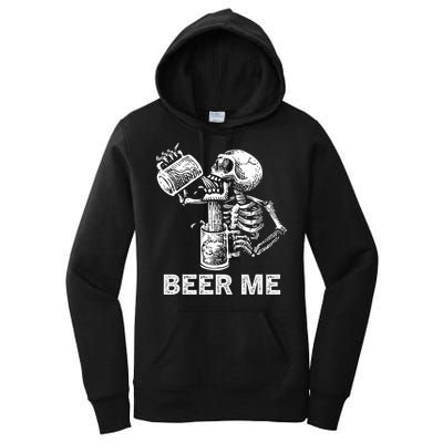 Beer Me Skeleton Scary Spooky Drinking  Women's Pullover Hoodie
