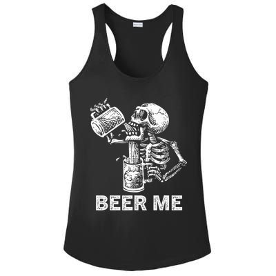 Beer Me Skeleton Scary Spooky Drinking  Ladies PosiCharge Competitor Racerback Tank