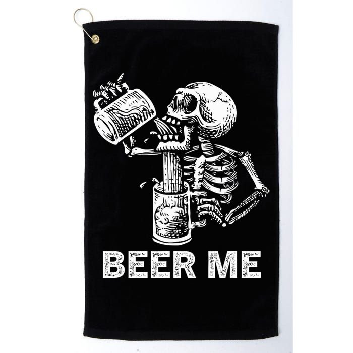 Beer Me Skeleton Scary Spooky Drinking  Golf Towel