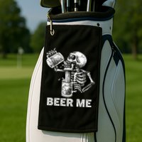 Beer Me Skeleton Scary Spooky Drinking  Golf Towel
