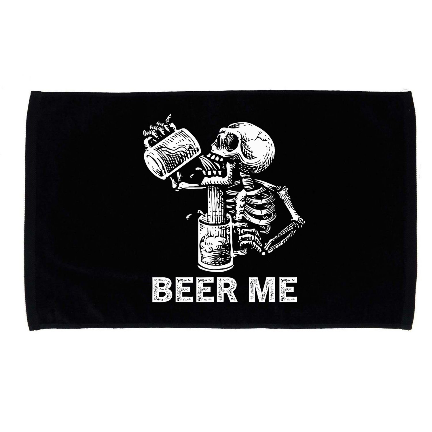 Beer Me Skeleton Scary Spooky Drinking  Microfiber Hand Towel