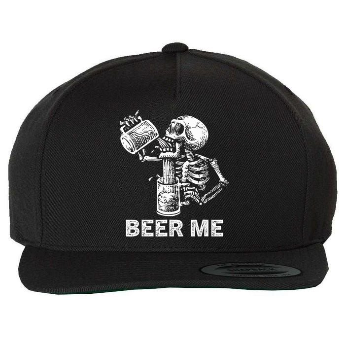 Beer Me Skeleton Scary Spooky Drinking  Wool Snapback Cap