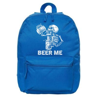 Beer Me Skeleton Scary Spooky Drinking  16 in Basic Backpack