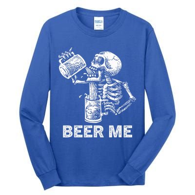 Beer Me Skeleton Scary Spooky Drinking  Tall Long Sleeve T-Shirt