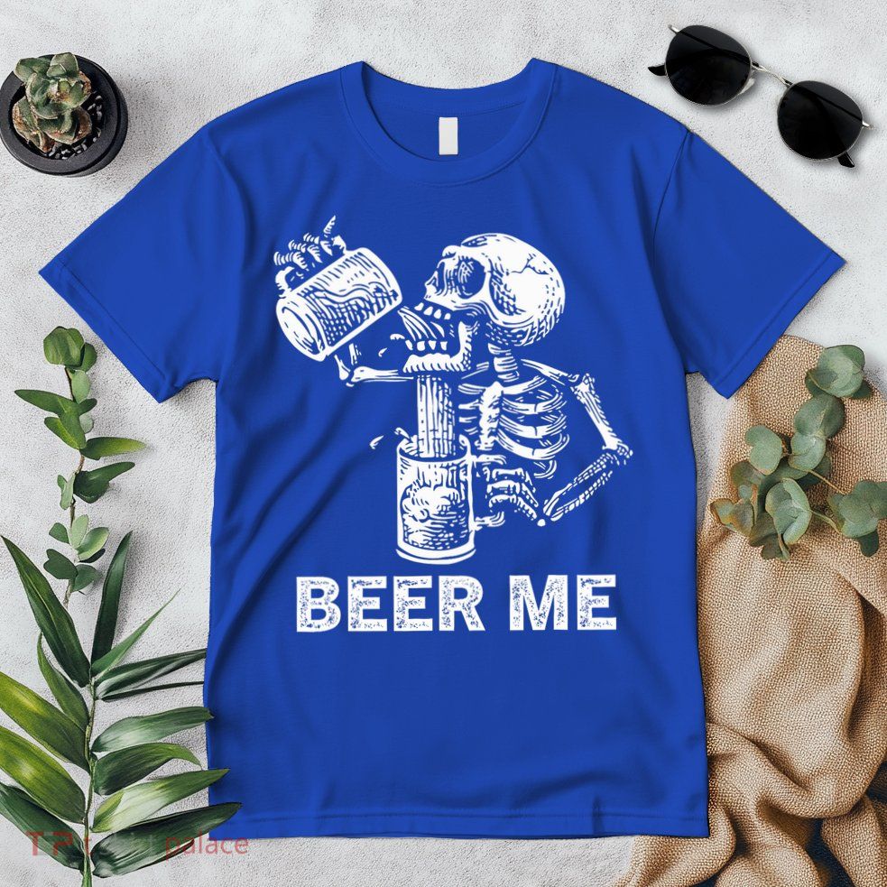 Beer Me Skeleton Scary Spooky Drinking  Premium T-Shirt
