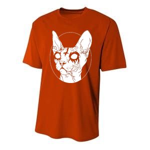 Black Metal Sphynx Cat I Goth And Death Metal Youth Performance Sprint T-Shirt