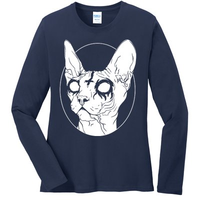 Black Metal Sphynx Cat I Goth And Death Metal Ladies Long Sleeve Shirt