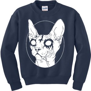 Black Metal Sphynx Cat I Goth And Death Metal Kids Sweatshirt