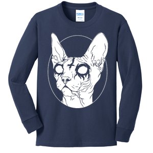 Black Metal Sphynx Cat I Goth And Death Metal Kids Long Sleeve Shirt