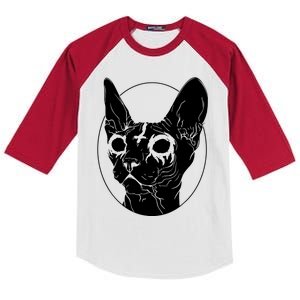 Black Metal Sphynx Cat I Goth And Death Metal Kids Colorblock Raglan Jersey