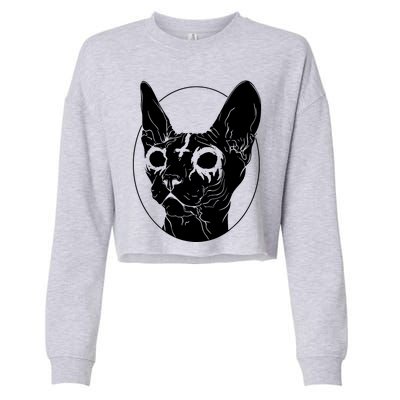 Black Metal Sphynx Cat I Goth And Death Metal Cropped Pullover Crew