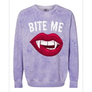 Bite Me! Sexy Vampire Lips Vampire Fangs Halloween Vampire Colorblast Crewneck Sweatshirt