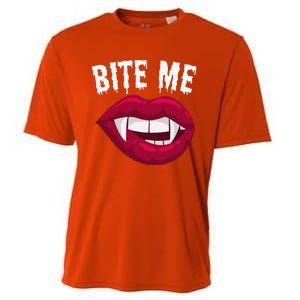 Bite Me! Sexy Vampire Lips Vampire Fangs Halloween Vampire Cooling Performance Crew T-Shirt