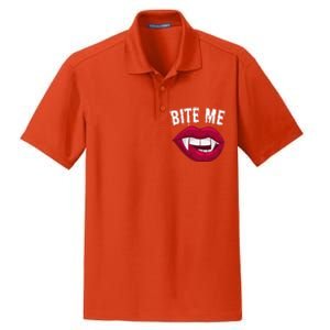 Bite Me! Sexy Vampire Lips Vampire Fangs Halloween Vampire Dry Zone Grid Polo