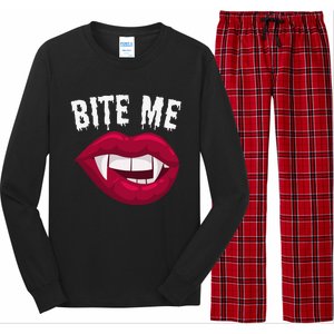 Bite Me! Sexy Vampire Lips Vampire Fangs Halloween Vampire Long Sleeve Pajama Set