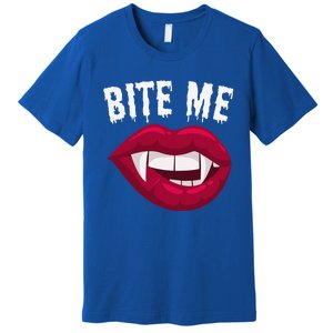 Bite Me! Sexy Vampire Lips Vampire Fangs Halloween Vampire Premium T-Shirt