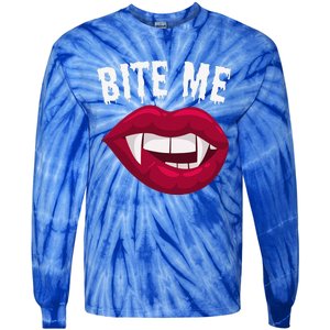 Bite Me! Sexy Vampire Lips Vampire Fangs Halloween Vampire Tie-Dye Long Sleeve Shirt