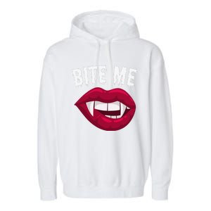 Bite Me! Sexy Vampire Lips Vampire Fangs Halloween Vampire Garment-Dyed Fleece Hoodie