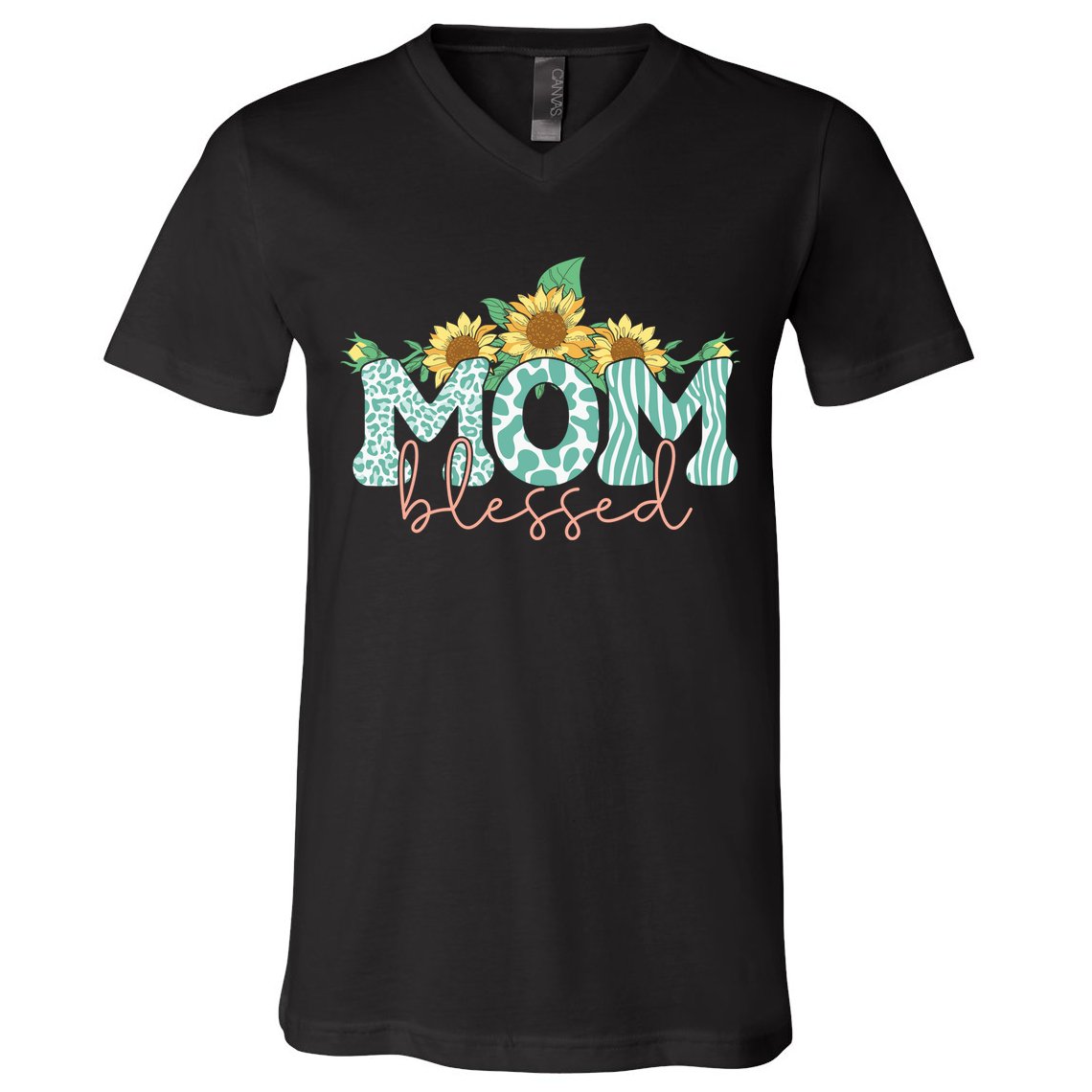 Blessed Mom Sunflower Cute V-Neck T-Shirt