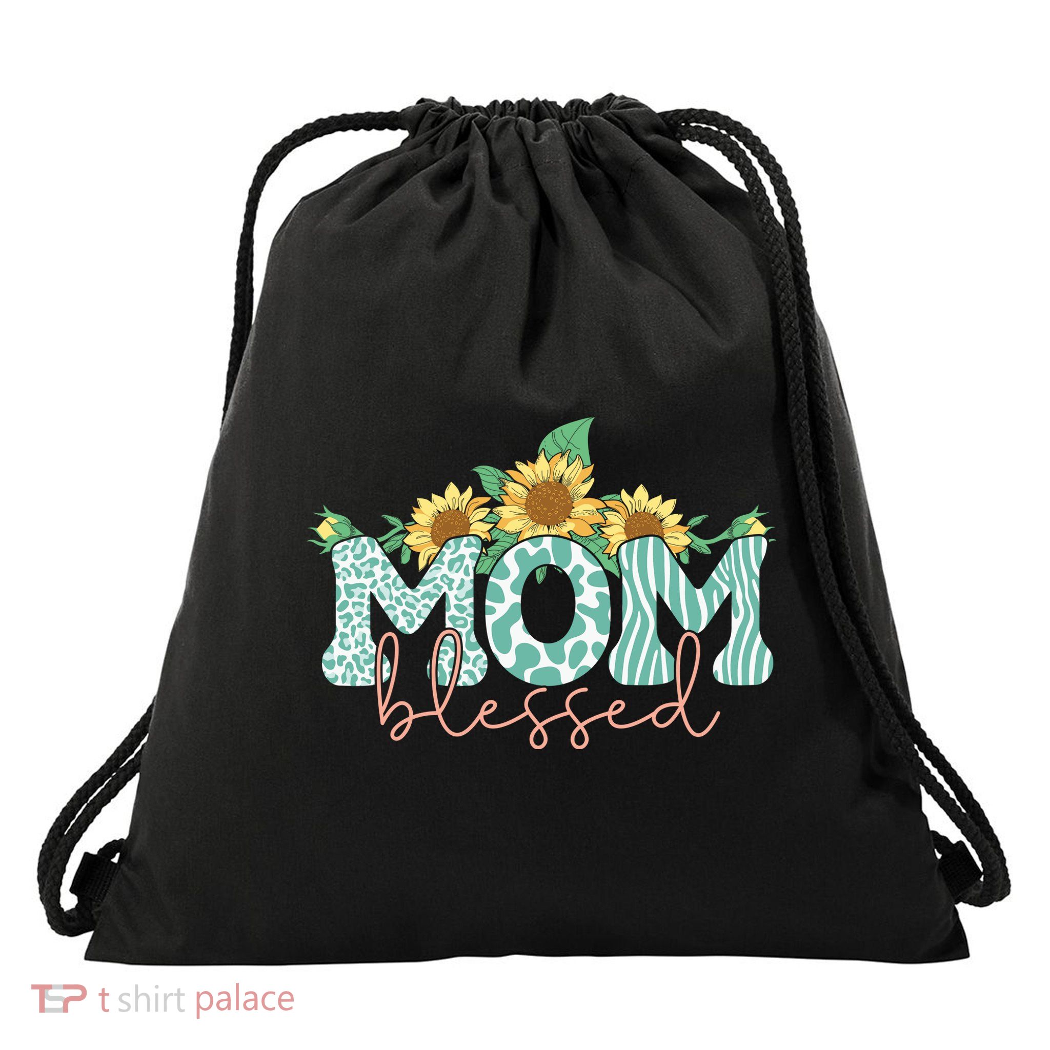 Blessed Mom Sunflower Cute Drawstring Bag