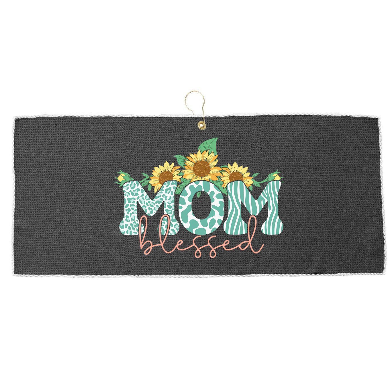 Blessed Mom Sunflower Cute Large Microfiber Waffle Golf Towel