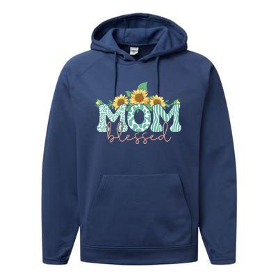 Blessed Mom Sunflower Cute Performance Fleece Hoodie