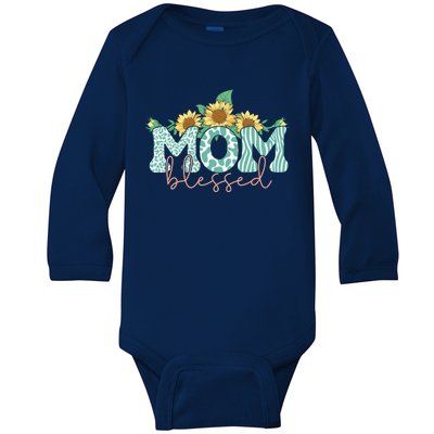 Blessed Mom Sunflower Cute Baby Long Sleeve Bodysuit