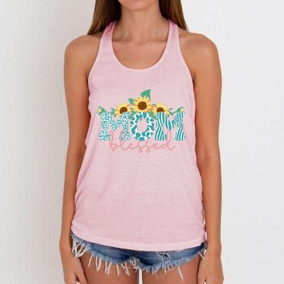 Blessed Mom Sunflower Cute Women's Knotted Racerback Tank