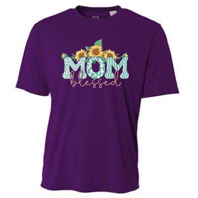 Blessed Mom Sunflower Cute Cooling Performance Crew T-Shirt