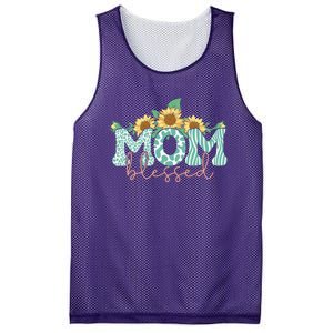 Blessed Mom Sunflower Cute Mesh Reversible Basketball Jersey Tank