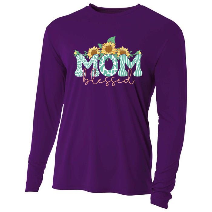 Blessed Mom Sunflower Cute Cooling Performance Long Sleeve Crew