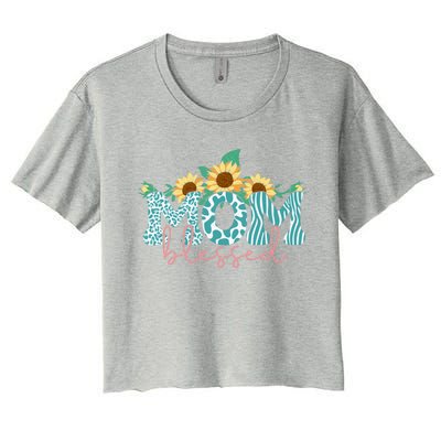 Blessed Mom Sunflower Cute Women's Crop Top Tee