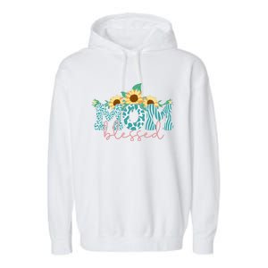 Blessed Mom Sunflower Cute Garment-Dyed Fleece Hoodie