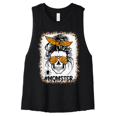 Bleached Momster Sugar Skull Mom Halloween Party Costume Women's Racerback Cropped Tank