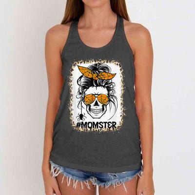 Bleached Momster Sugar Skull Mom Halloween Party Costume Women's Knotted Racerback Tank