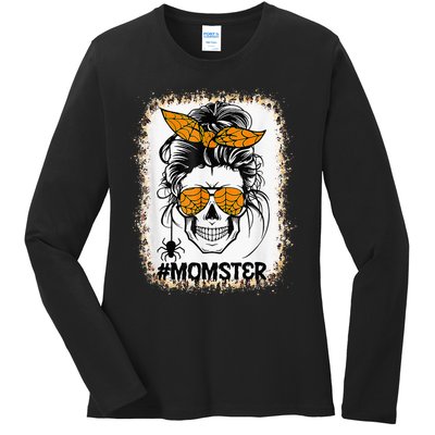 Bleached Momster Sugar Skull Mom Halloween Party Costume Ladies Long Sleeve Shirt