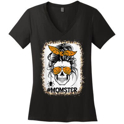 Bleached Momster Sugar Skull Mom Halloween Party Costume Women's V-Neck T-Shirt