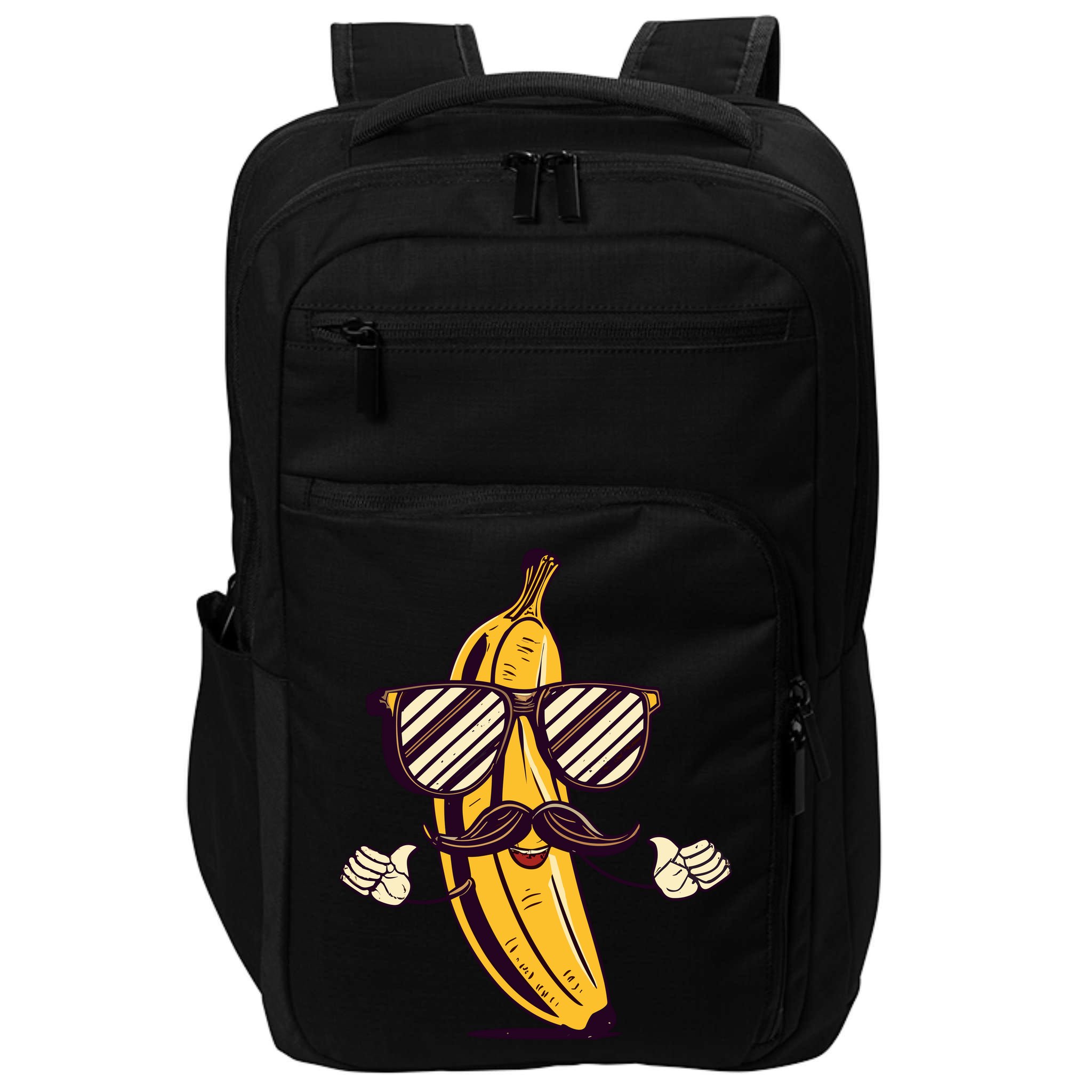 Banana Mustache Sunglasses Face Funny Fruit Cool Banana Gift Impact Tech Backpack