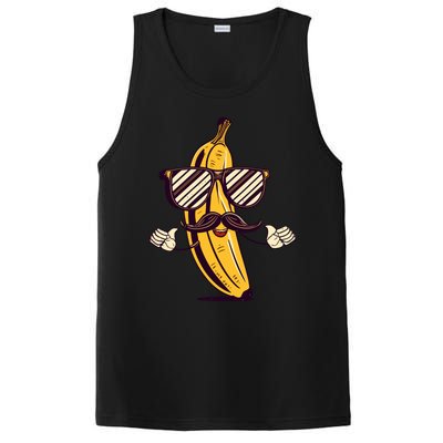 Banana Mustache Sunglasses Face Funny Fruit Cool Banana Gift PosiCharge Competitor Tank