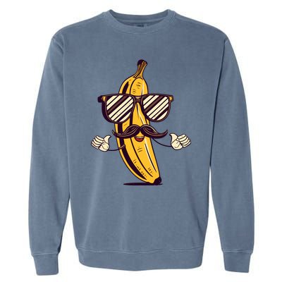 Banana Mustache Sunglasses Face Funny Fruit Cool Banana Gift Garment-Dyed Sweatshirt