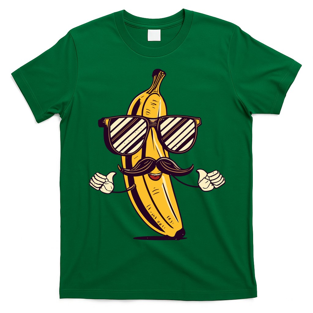 Banana Mustache Sunglasses Face Funny Fruit Cool Banana Gift T-Shirt