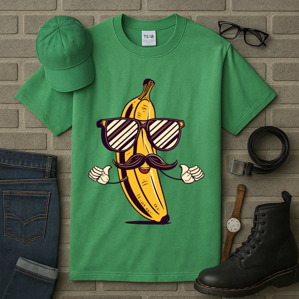 Banana Mustache Sunglasses Face Funny Fruit Cool Banana Gift Tall T-Shirt