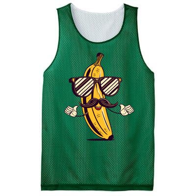 Banana Mustache Sunglasses Face Funny Fruit Cool Banana Gift Mesh Reversible Basketball Jersey Tank